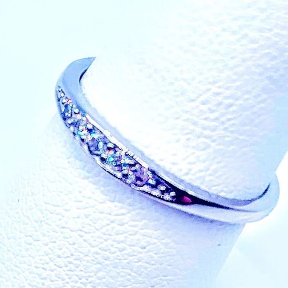 NEW! PAVE CZ S925 STERLING SILVER RHODIUM PLTD STACKING RING-SIZE 7! - Picture 6 of 14